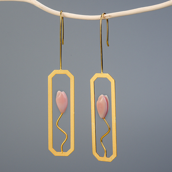 Boucles d'oreille Nacre - La tulipe (doré Rose)